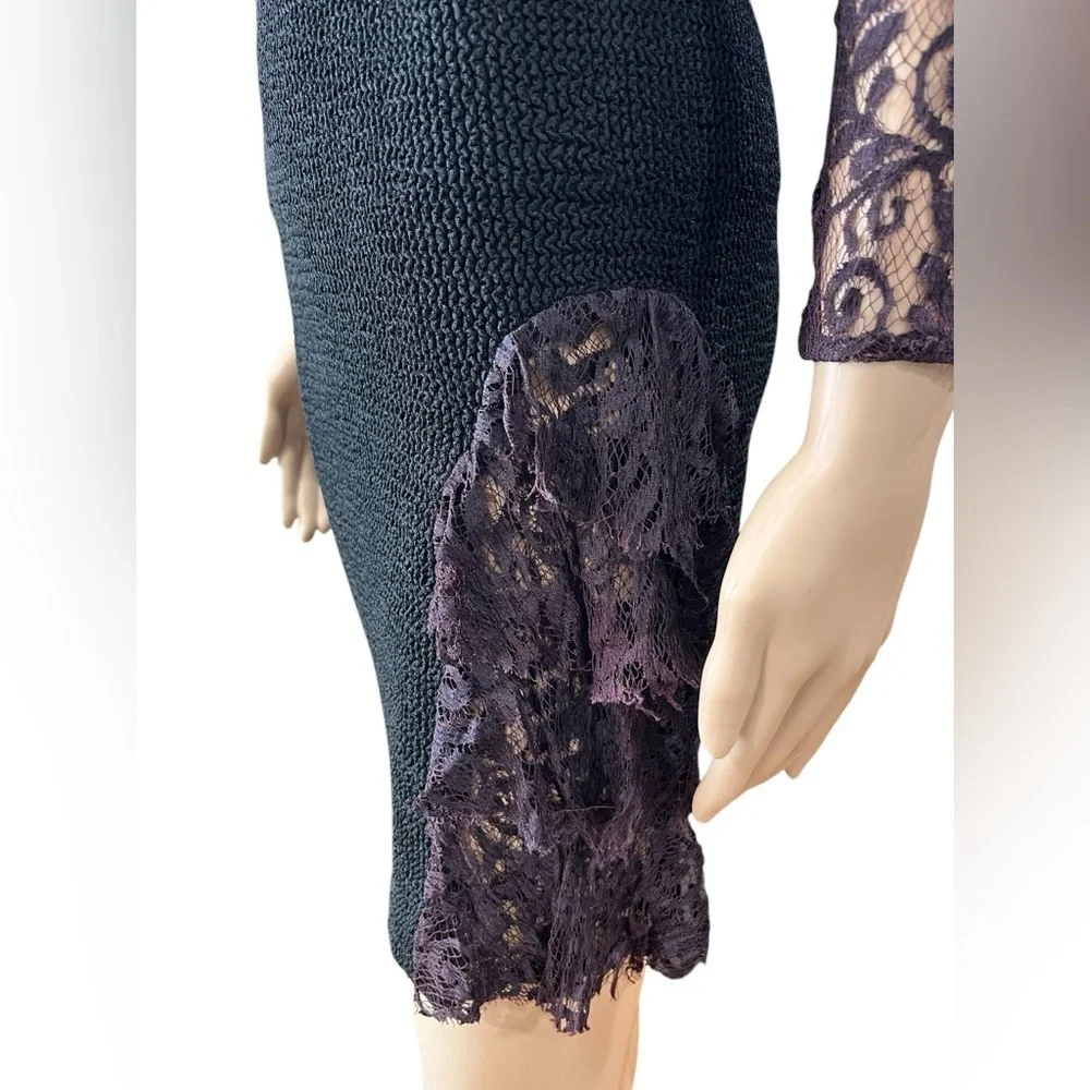 Bodycon sexy STEPPIN' OUT black spandex waffle stretch Party Dress vintage